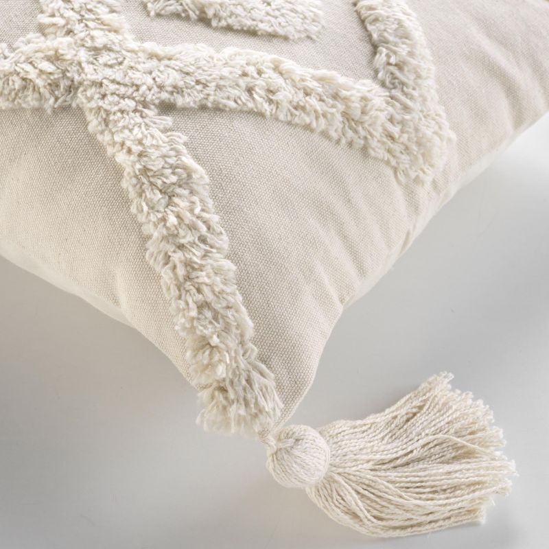 Coussin rectangulaire TEPI 30x50cm déhoussable en coton et polyester écru
