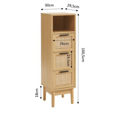 Demi colonne AMANA effet chêne et cannage rotin 30cm