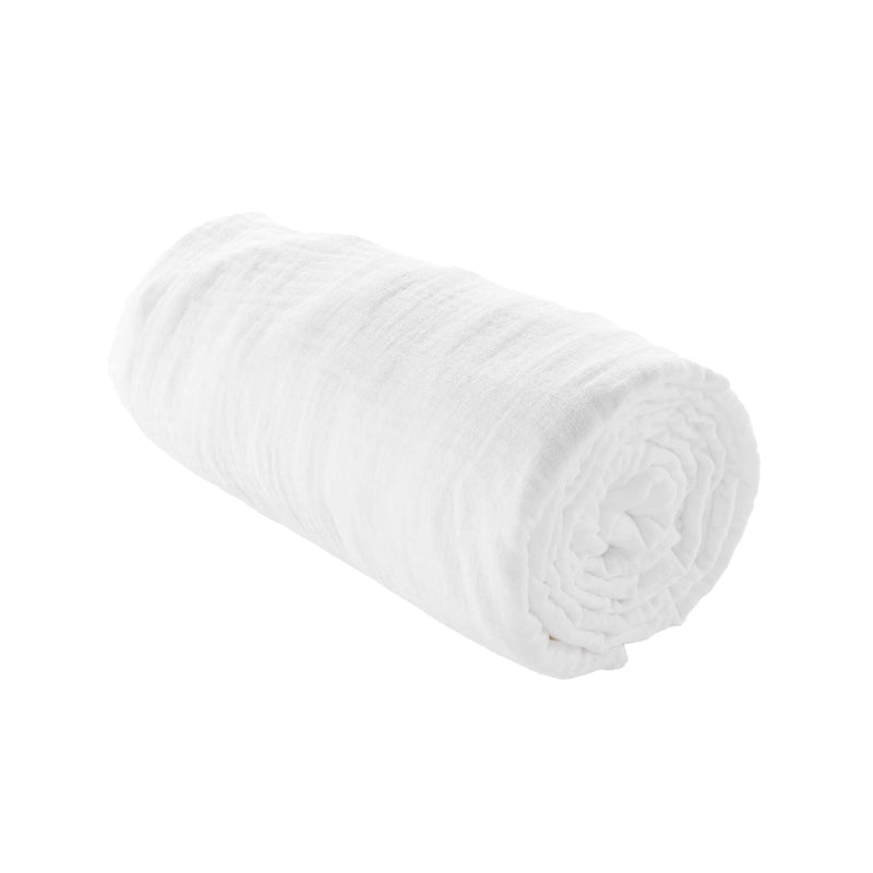 Drap housse gaze de coton blanc 160x200 cm, douceur et confort pour literie