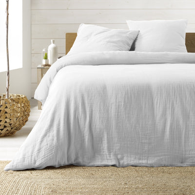Drap Housse GUSTA gaze de coton blanc 160x200 cm