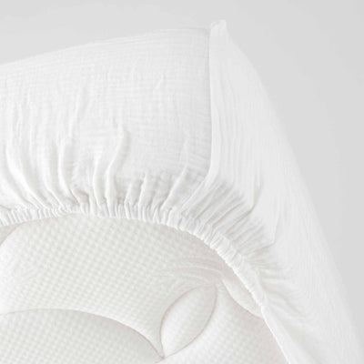 Drap Housse GUSTA gaze de coton blanc 160x200 cm
