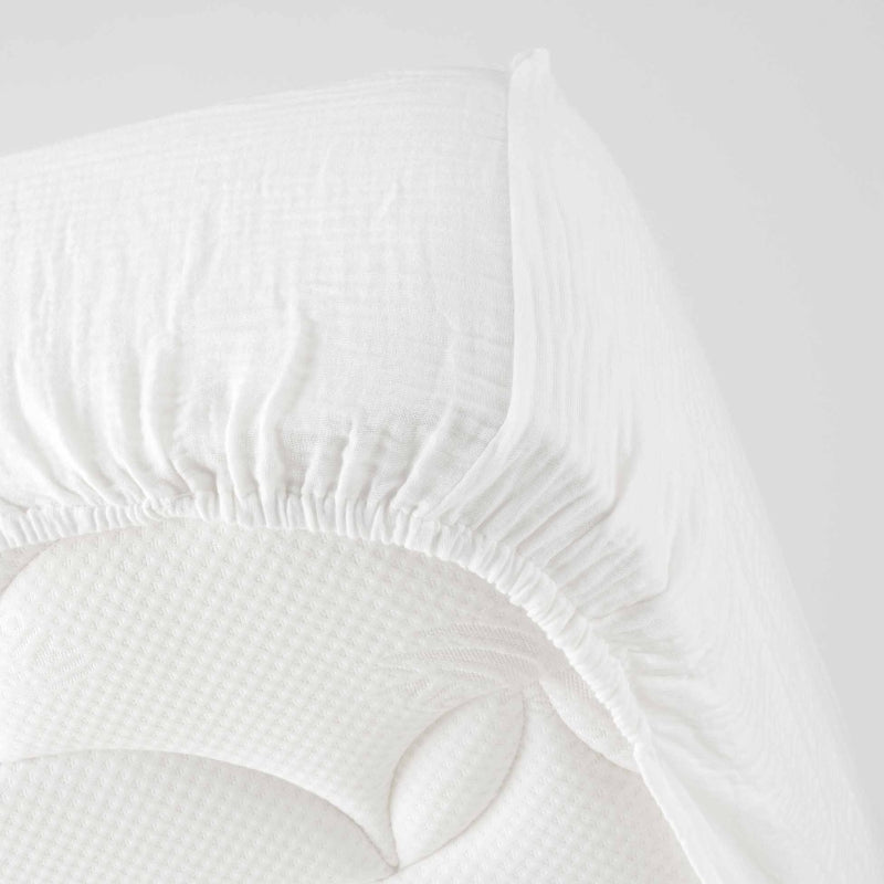 Drap Housse GUSTA gaze de coton blanc 160x200 cm