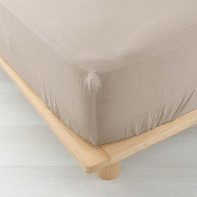Drap Housse GUSTA gaze de coton sable 140x190 cm