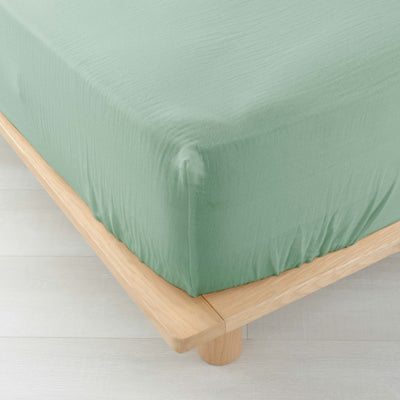 Drap Housse GUSTA gaze de coton sauge 160x200 cm