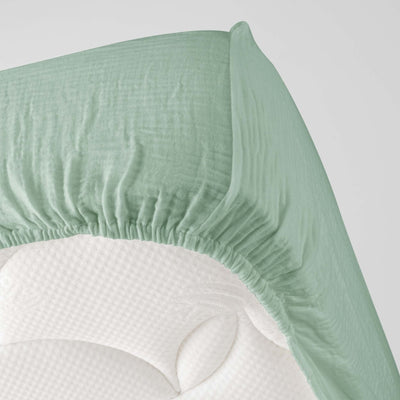 Drap Housse GUSTA gaze de coton sauge 160x200 cm