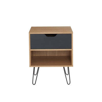 Lot de 2 tables de chevet DUO noir et effet chêne
