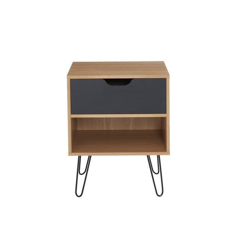 Lot de 2 tables de chevet DUO noir et effet chêne