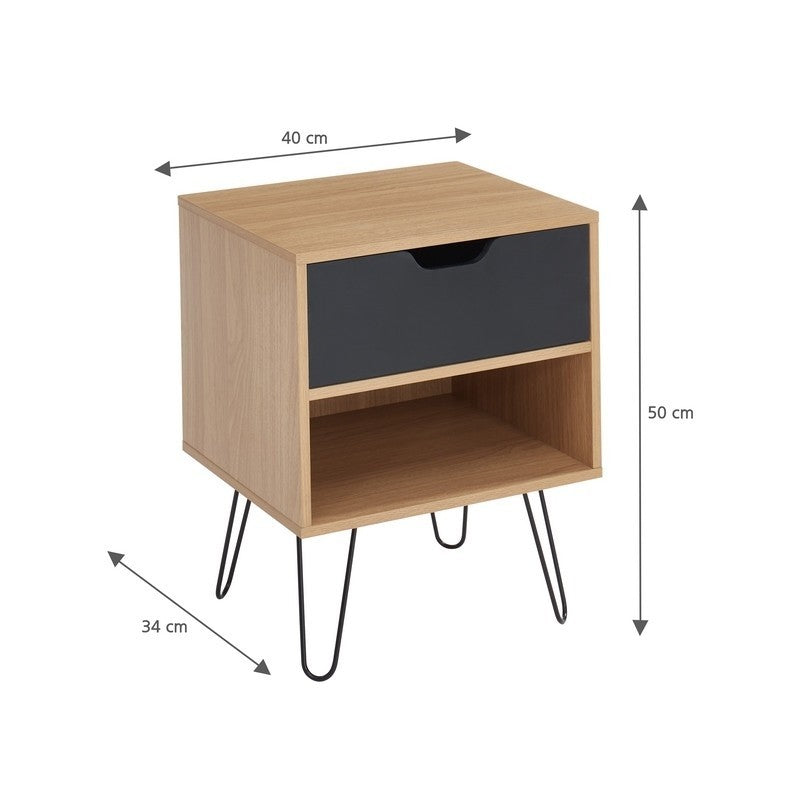 Lot de 2 tables de chevet DUO noir et effet chêne