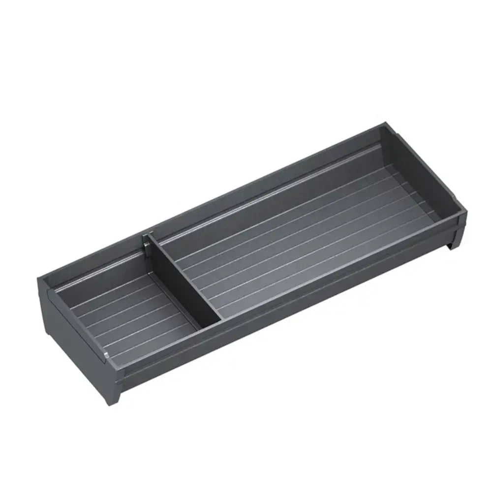 Bac organiseur tiroir en aluminium gris anthracite 473x150x68mm, antidérapant