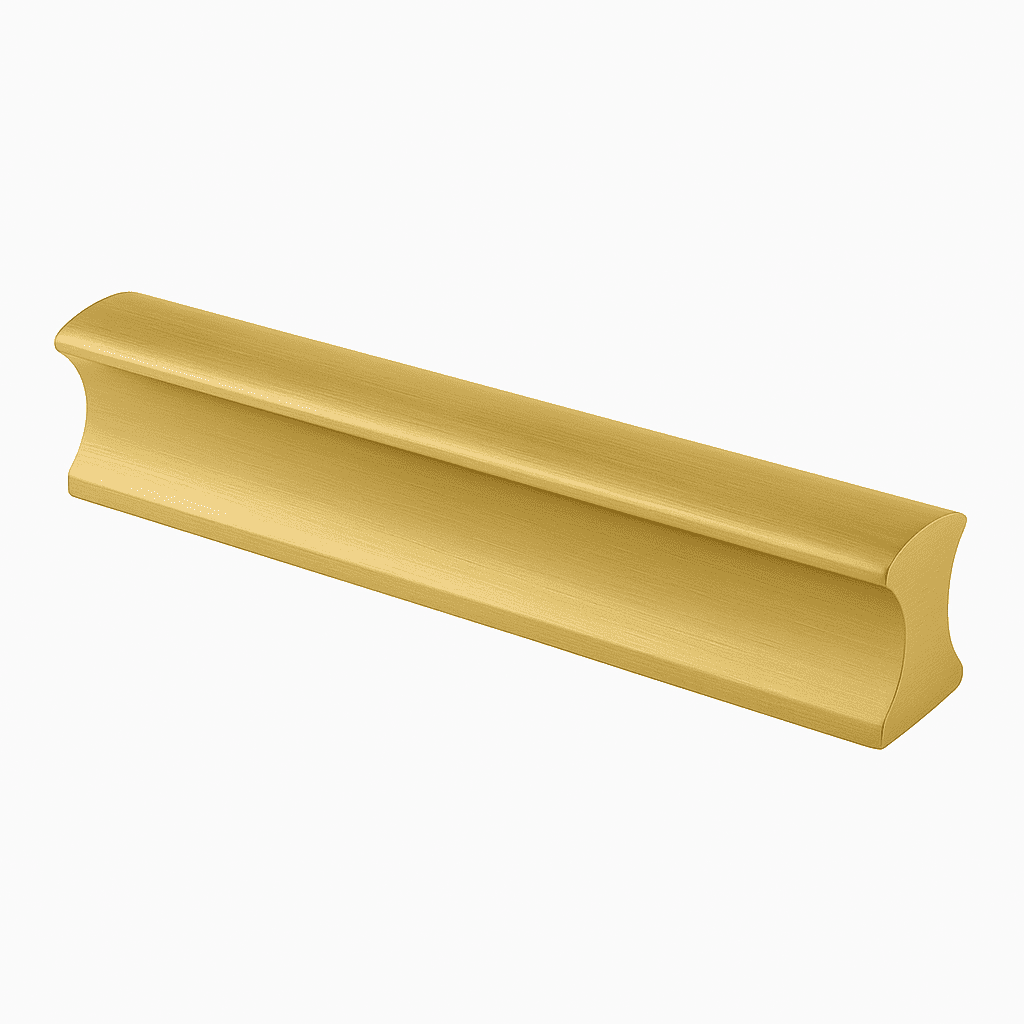 Poignée de cuisine 115mm en métal doré, finition contemporaine pour meuble sur mesure