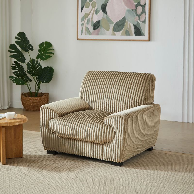 Ensemble canapés droits fixes 3+2 places + fauteuil 1 place ADEA velours côtelé marron