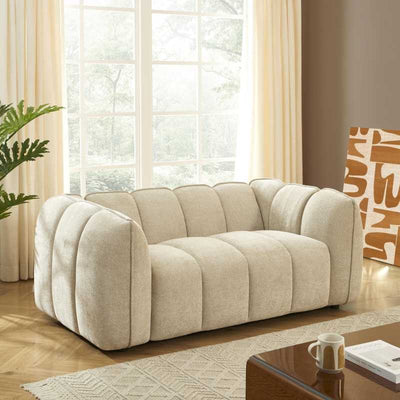 Ensemble canapés droits fixes 3+2 MATILDA tissu chenille beige