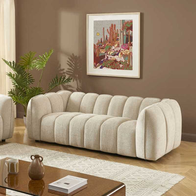 Ensemble canapés droits fixes 3+2 MATILDA tissu chenille beige