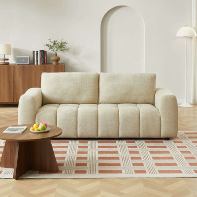 Ensemble canapés droits fixes 3+2 places KEREA tissu chenille taupe