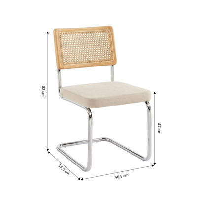 Ensemble repas table ASTI bois d'acacia FSC 160cm et lot de 4 chaises ELLA velours côtelé écru