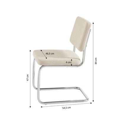 Ensemble repas table ASTI bois d'acacia FSC 160cm et lot de 4 chaises JACK velours côtelé écru