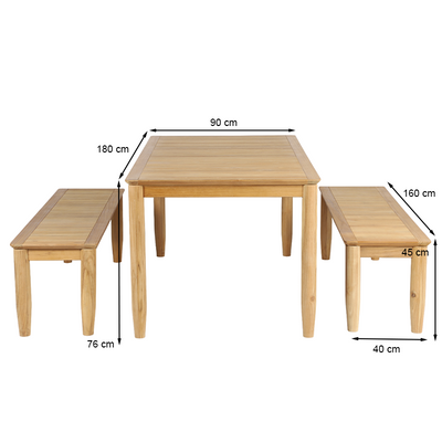 Ensemble table et bancs de jardin SAFARI 6 places en bois teck FSC