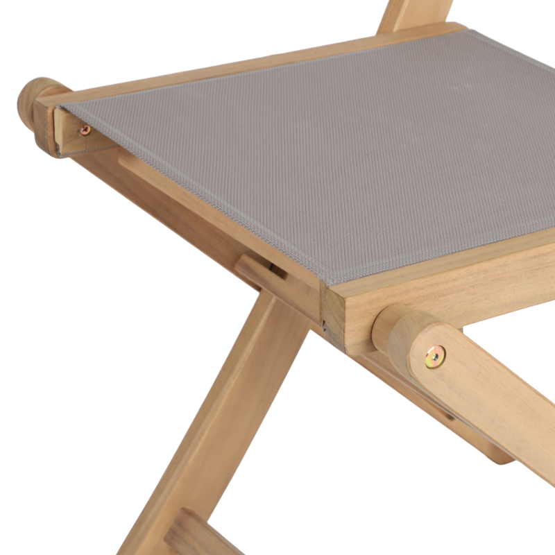 Ensemble table et 2 chaises de jardin RIMINI en bois d'acacia et textilène taupe