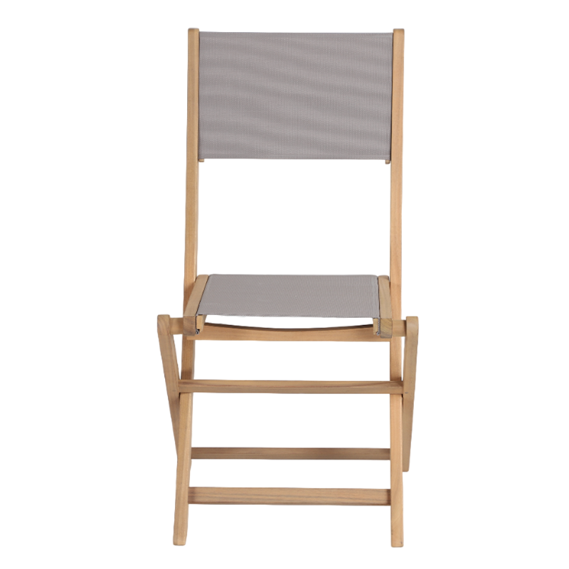 Ensemble table et 2 chaises de jardin RIMINI en bois d'acacia et textilène taupe