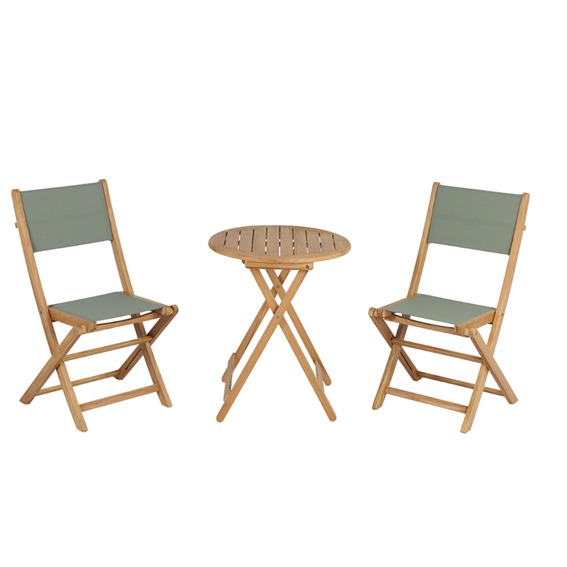Ensemble table et 2 chaises de jardin en teck FSC, collection BEAU RIVAGE