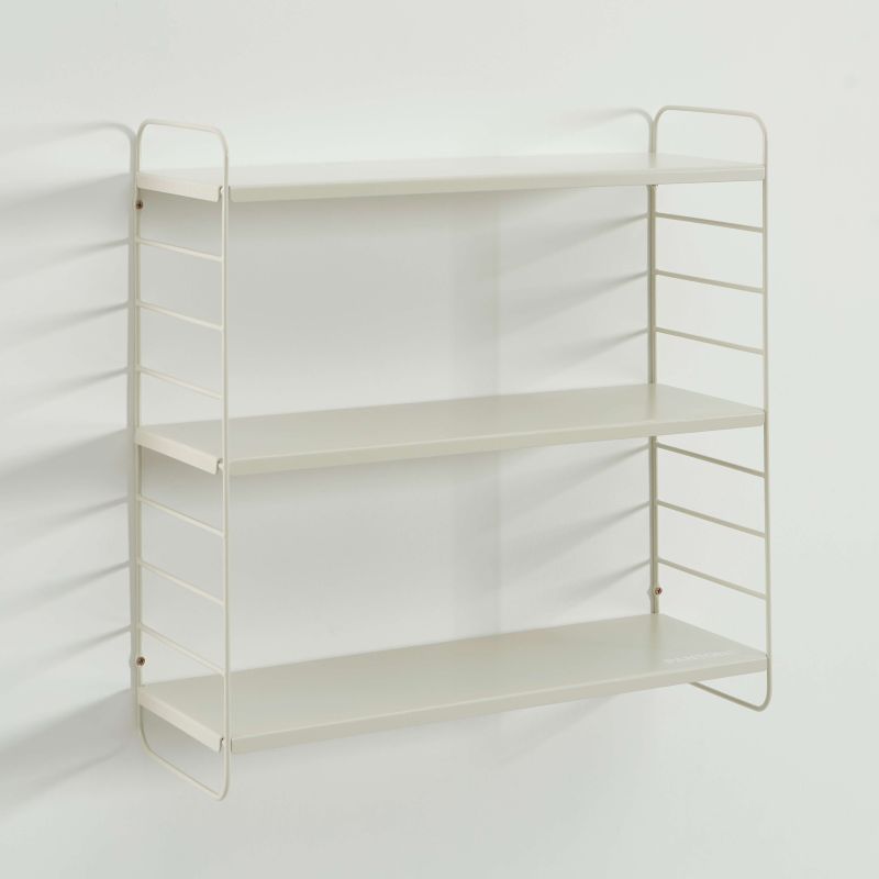 Étagère murale 3 niveaux métal beige sable finition époxy mat, 60,5x20cm