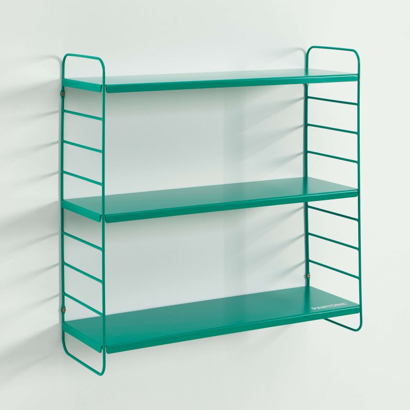 Étagère murale 3 niveaux métal vert émeraude finition époxy mat, 60,5x20cm