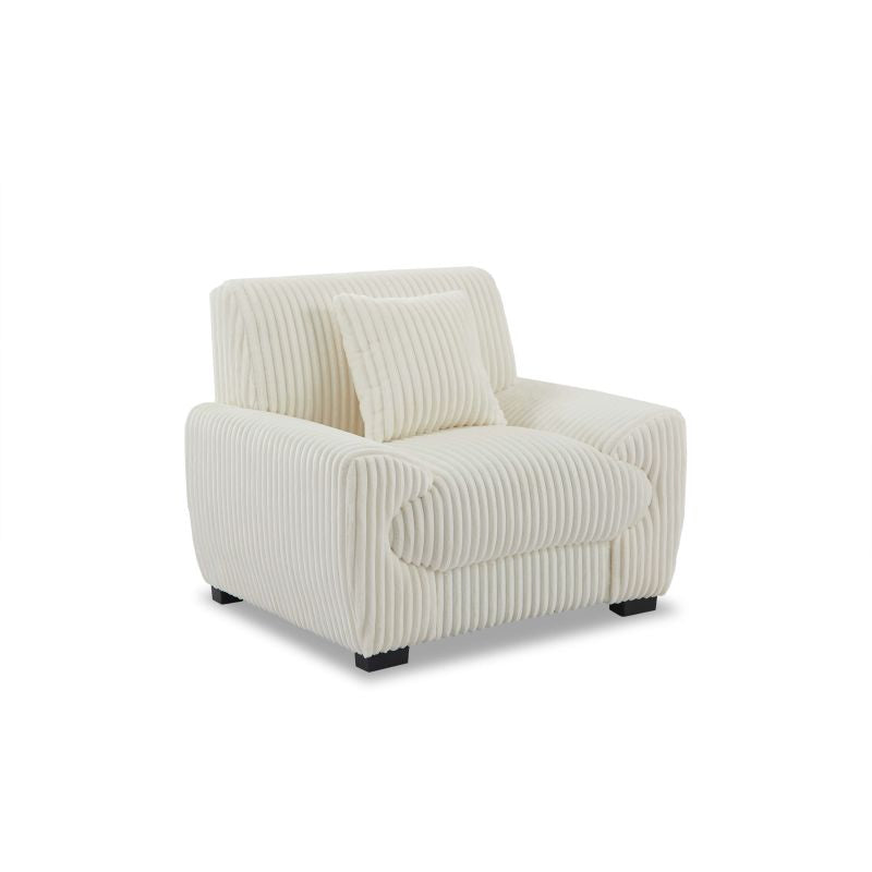 Fauteuil fixe 1 place velours côtelé beige ADEA, style cosy et chaleureux