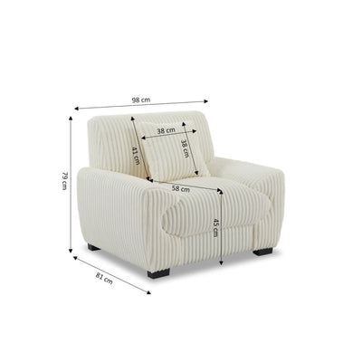 Fauteuil fixe ADEA 1 place velours côtelé beige