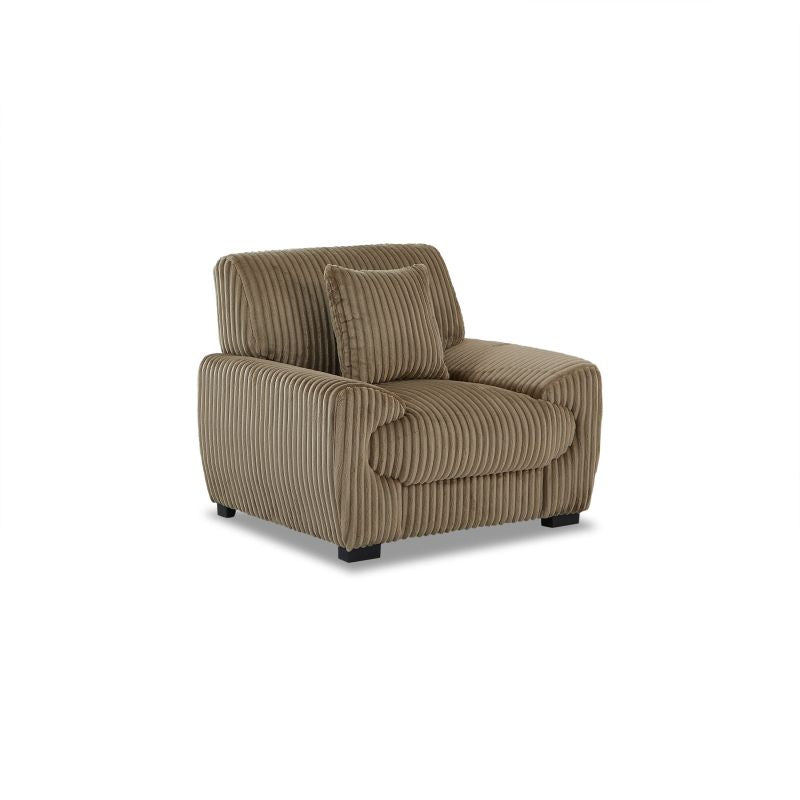 Fauteuil fixe 1 place velours côtelé marron ADEA, style cosy et chaleureux