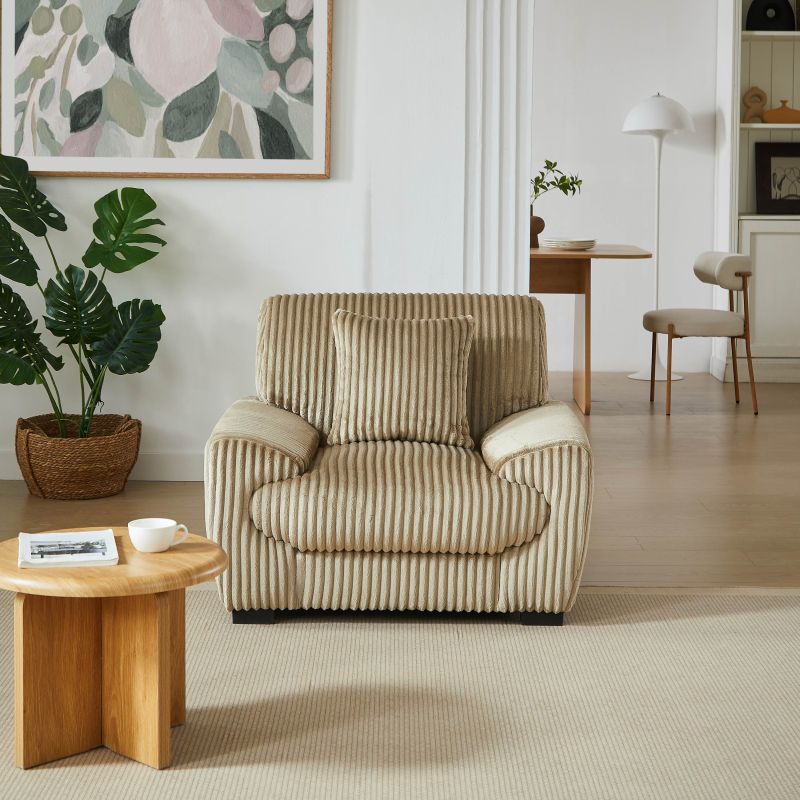 Fauteuil fixe ADEA 1 place velours côtelé marron