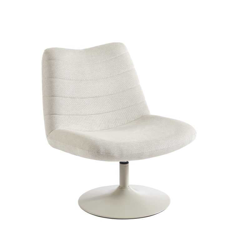 Fauteuil rotatif ANTEA en tissu beige, assise rembourrée généreuse pour salon contemporain