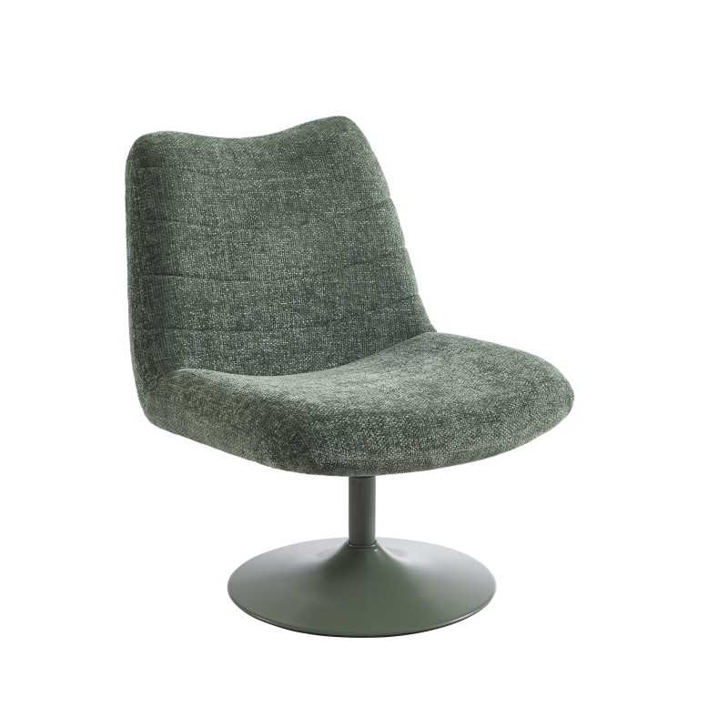 Fauteuil rotatif ANTEA tissu vert, assise rembourrée pour salon contemporain