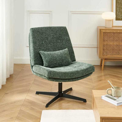 Fauteuil rotatif ANTON tissu vert