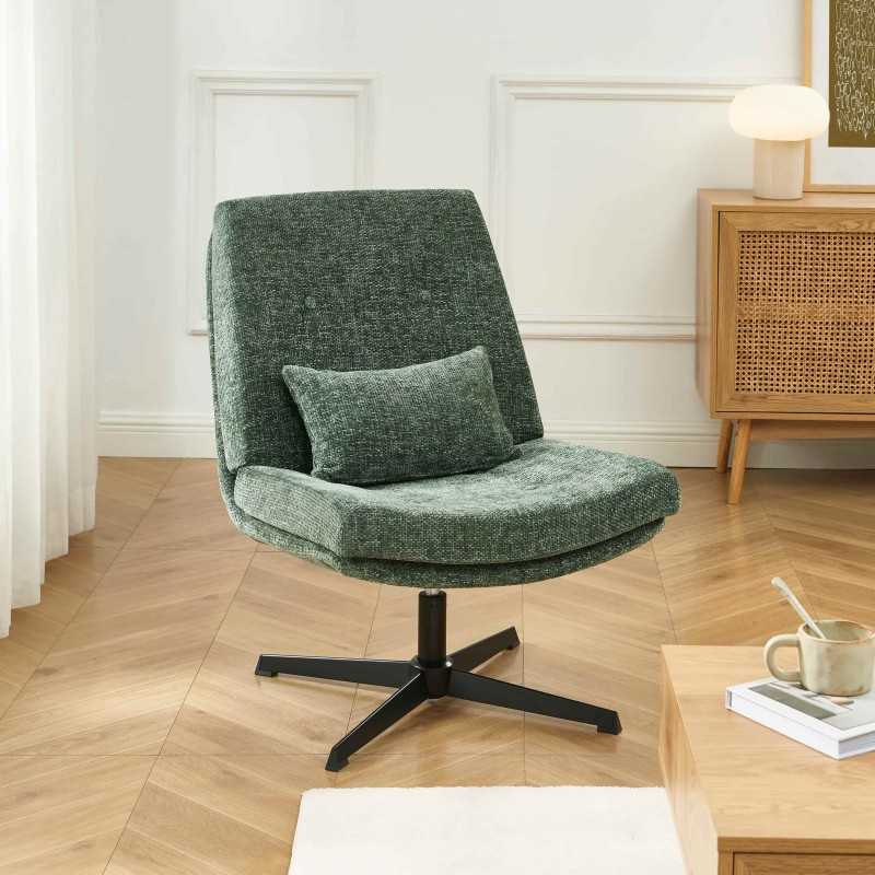 Fauteuil rotatif ANTON tissu vert