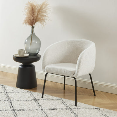 Fauteuil BELORA en tissu bouclette blanc
