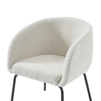 Fauteuil BELORA en tissu bouclette blanc