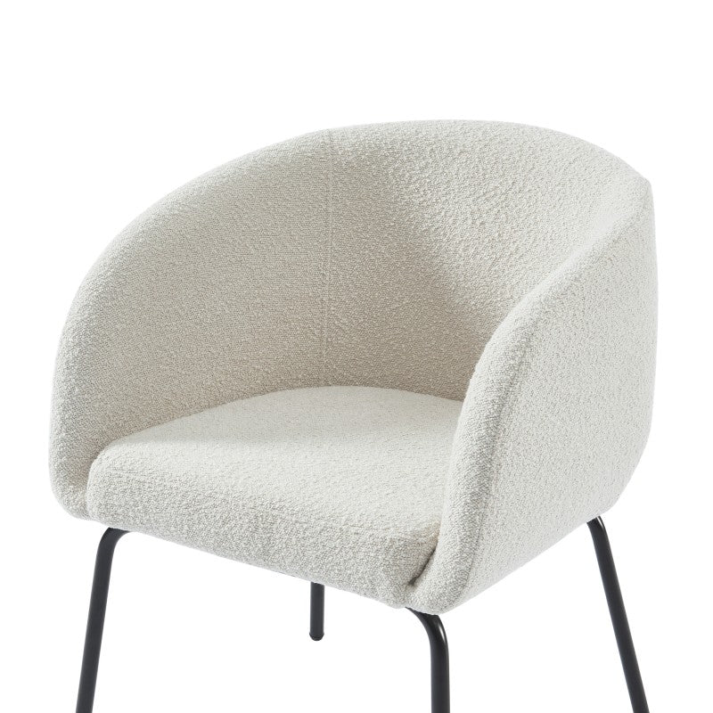 Fauteuil BELORA en tissu bouclette blanc