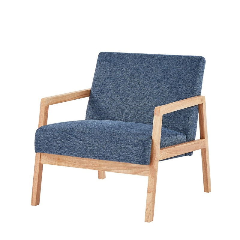 Fauteuil BONIFACIO en tissu bleu, confortable et design pour salon contemporain
