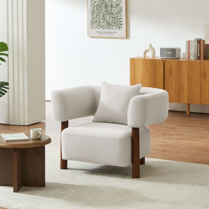 Fauteuil fixe BRAZZA 1 place tissu blanc