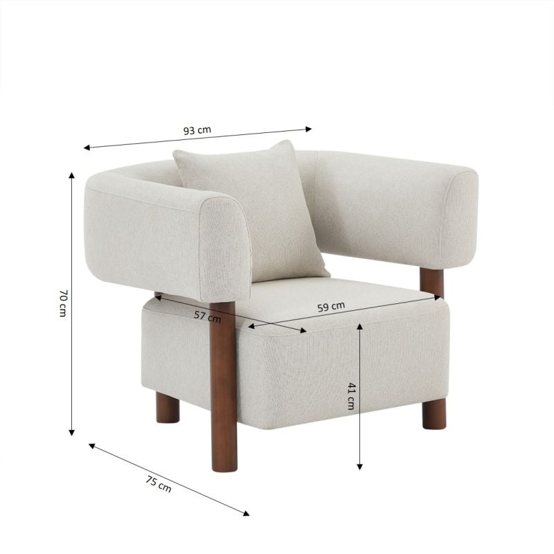 Fauteuil fixe BRAZZA 1 place tissu blanc