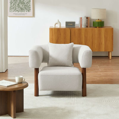 Fauteuil fixe BRAZZA 1 place tissu blanc
