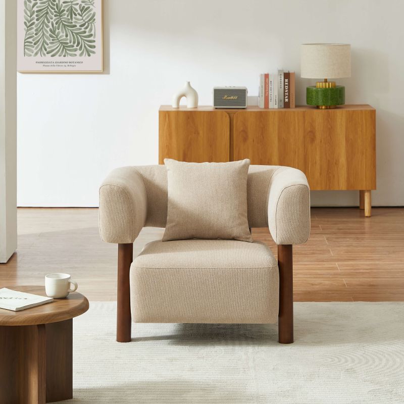 Fauteuil fixe BRAZZA 1 place tissu beige
