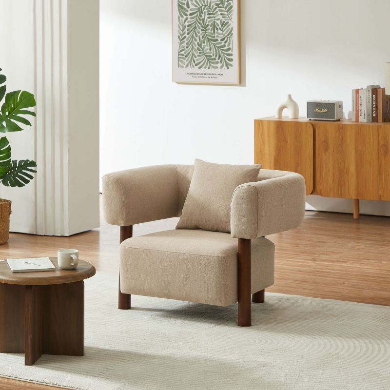 Fauteuil fixe BRAZZA 1 place tissu beige