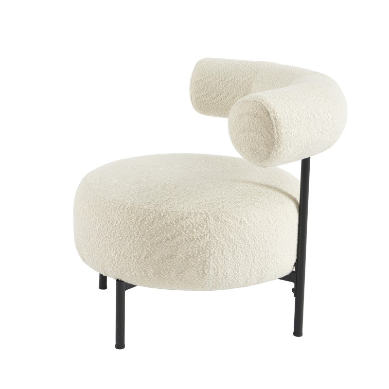 Fauteuil FAREL bouclette écrue et pieds métal noir