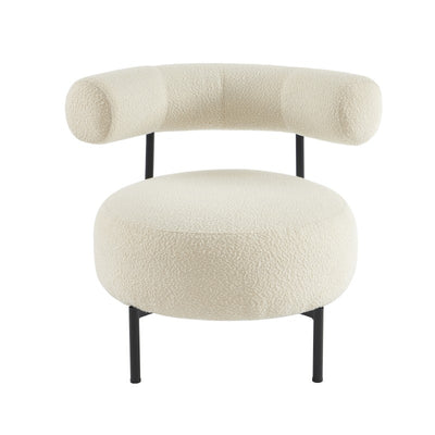 Fauteuil FAREL bouclette écrue et pieds métal noir