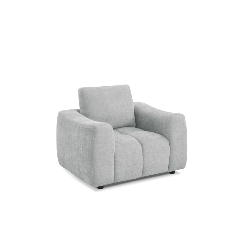 Fauteuil 1 place tissu chenille gris KEREA, style contemporain élégant et chaleureux
