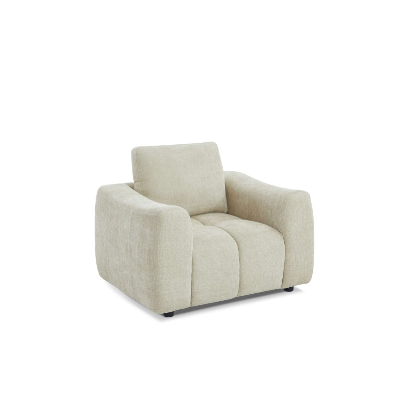 Fauteuil 1 place tissu chenille taupe KEREA, confort contemporain et douceur