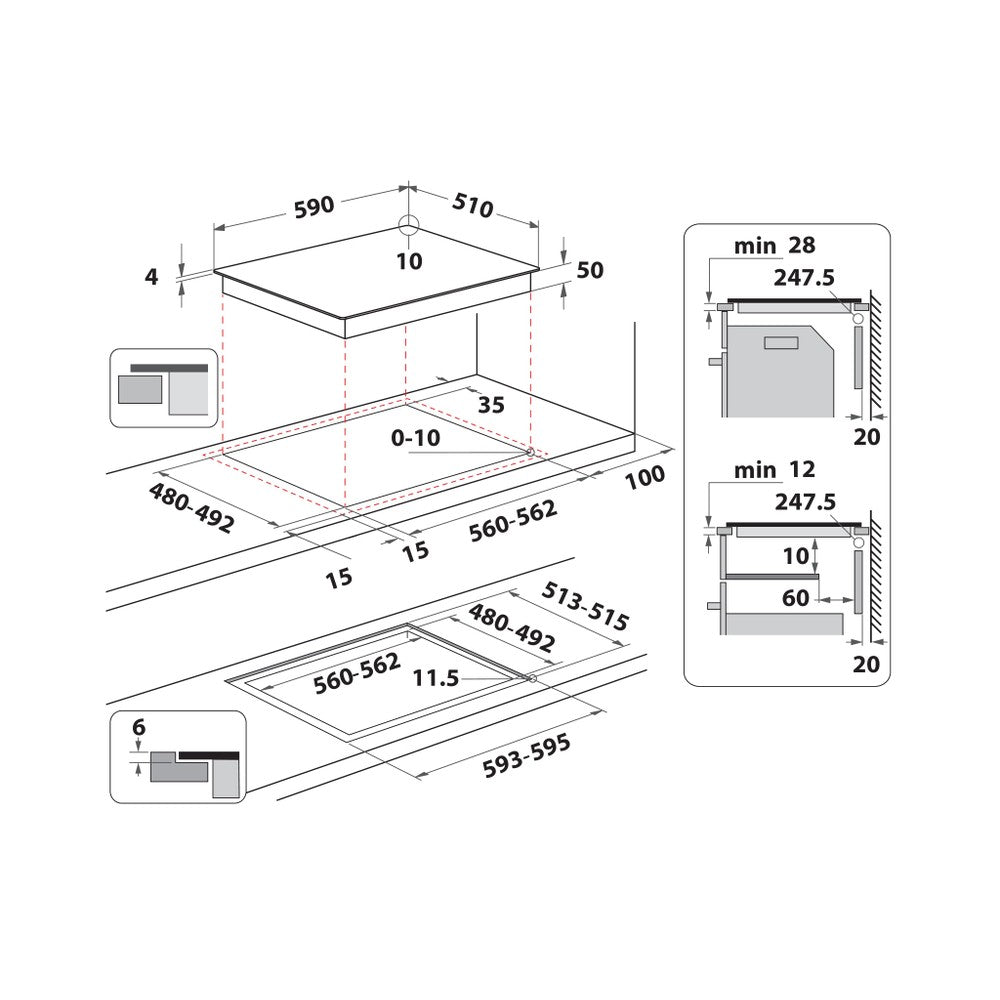 Plaque induction HOTPOINT HB4860BNE : 4 foyers dont 1 zone Combi Duo, My Menu et 4 boosters