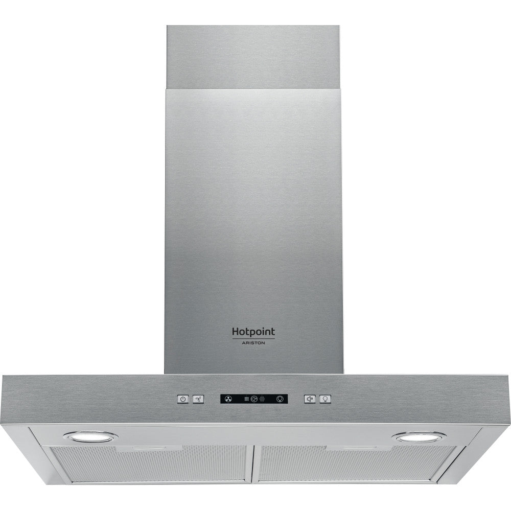 Hotte décorative murale inox 60cm Hotpoint, débit 432m³/h, cuisine contemporaine