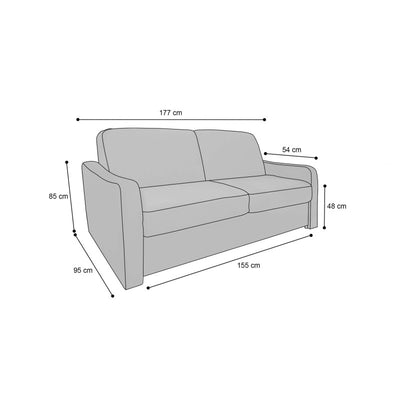 Canapé convertible HORACE Rapido 3 places gris ardoise avec matelas Dunlopillo 15cm 140x200 cm